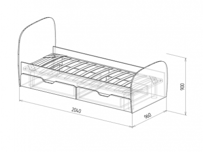 Кровать Скай Модуль № 13  Кровать с ящиками